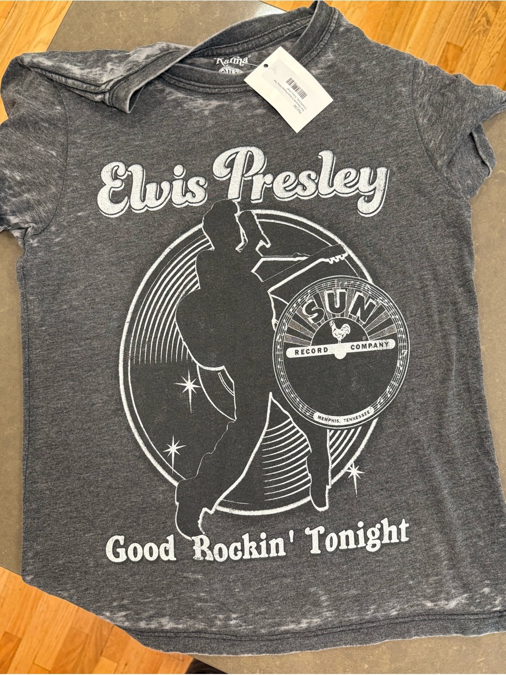 Recycled Karma Elvis Presley Graphic Tee - Charcoal/White